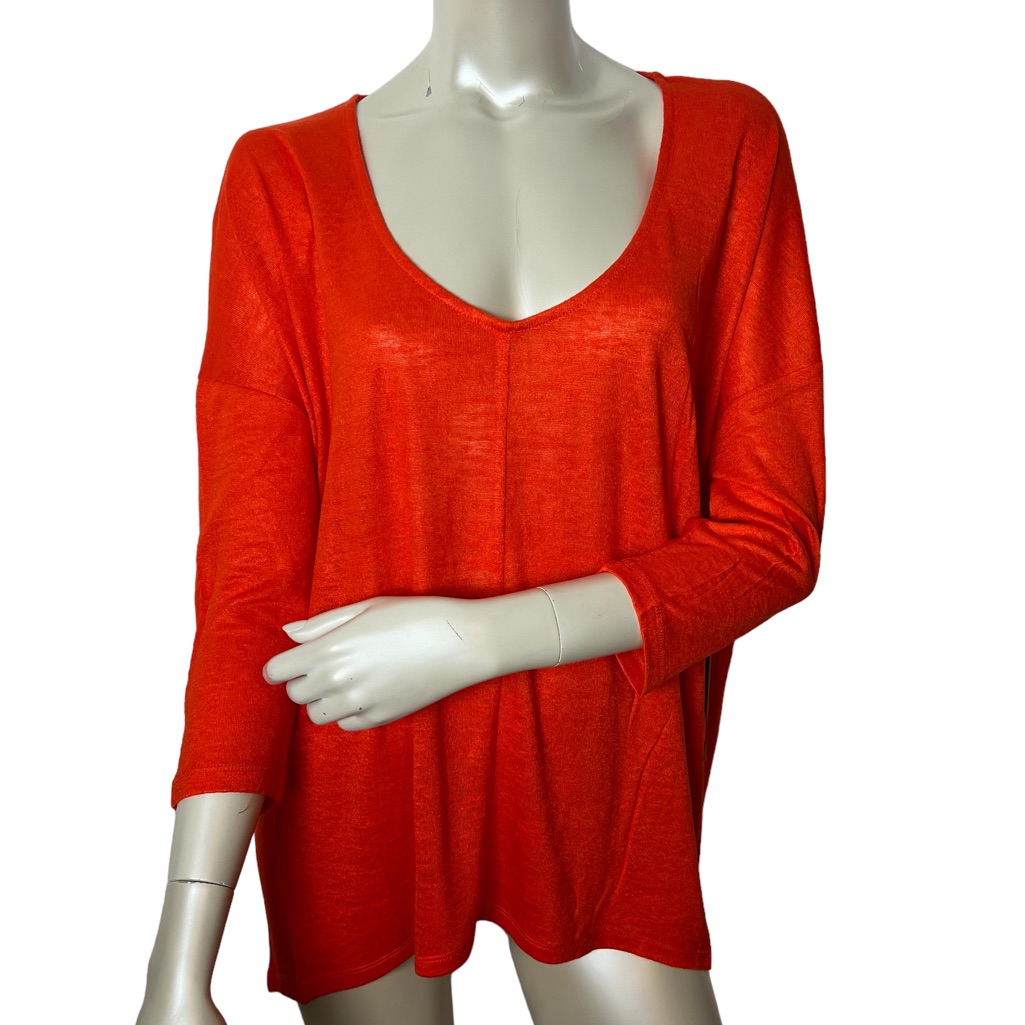 Kerisma Brand Orange Sweetheart Neck 3/4 Sleeve Tunic Top